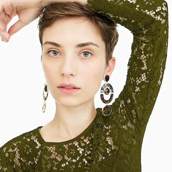 NEW! J Crew Mixed Metal Orbit Earrings Statement - Picture 2 of 2
